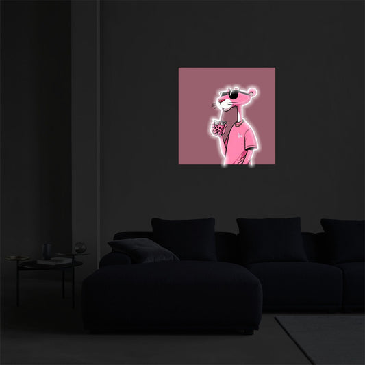BUBBLE TEA PANTHER UV PRINTED NEON ACRYLIC SIGN - Neonicks