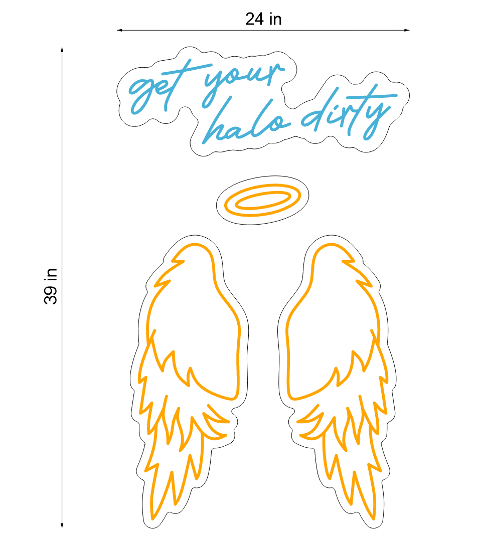 GET YOUR HALO DIRTY + WINGS NEON SIGN SET - Neonicks