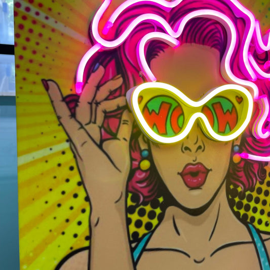 POP ART WOW GIRL UV PRINTED NEON SIGN - Neonicks