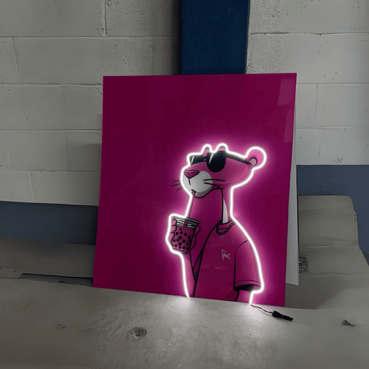 BUBBLE TEA PANTHER UV PRINTED NEON ACRYLIC SIGN - Neonicks