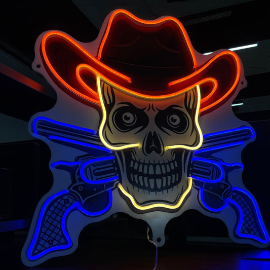 COWBOY SKULL UV NEON SIGN - Neonicks