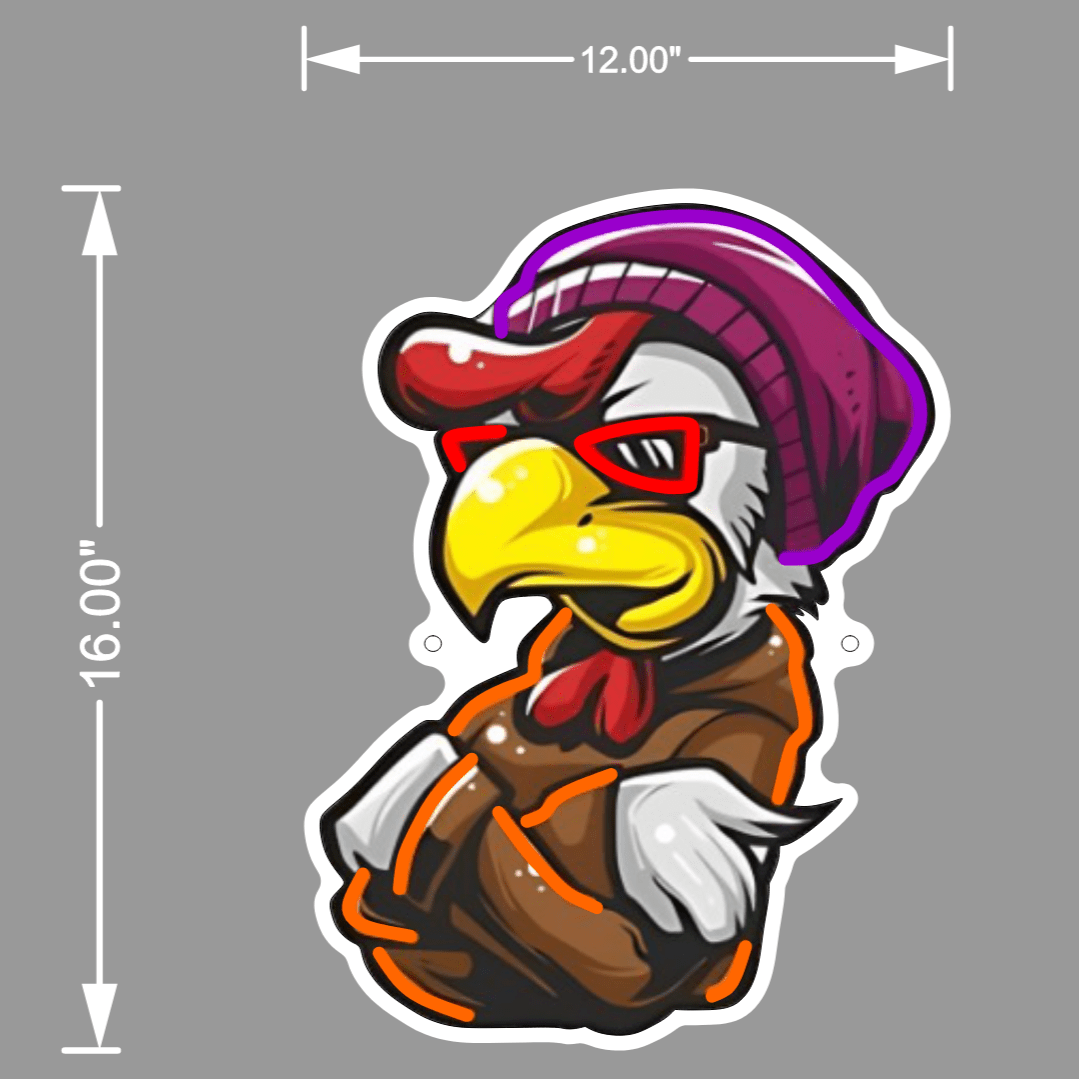 HIPSTER CHICKEN UV NEON SIGN - Neonicks