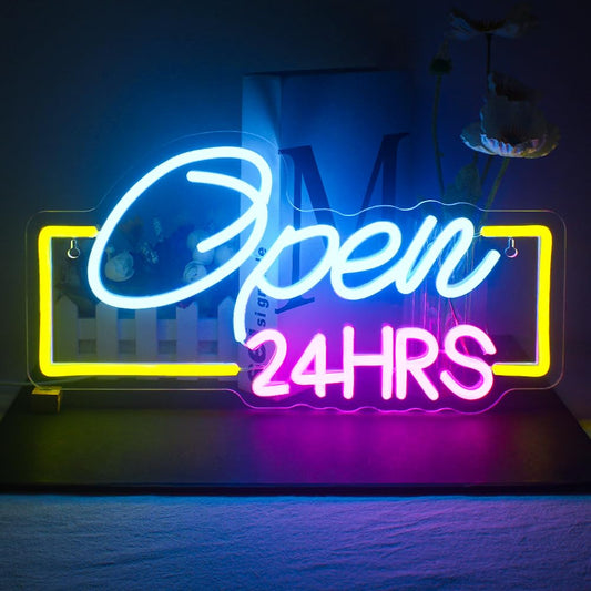 OPEN 24HRS LED NEON SIGN - Neonicks