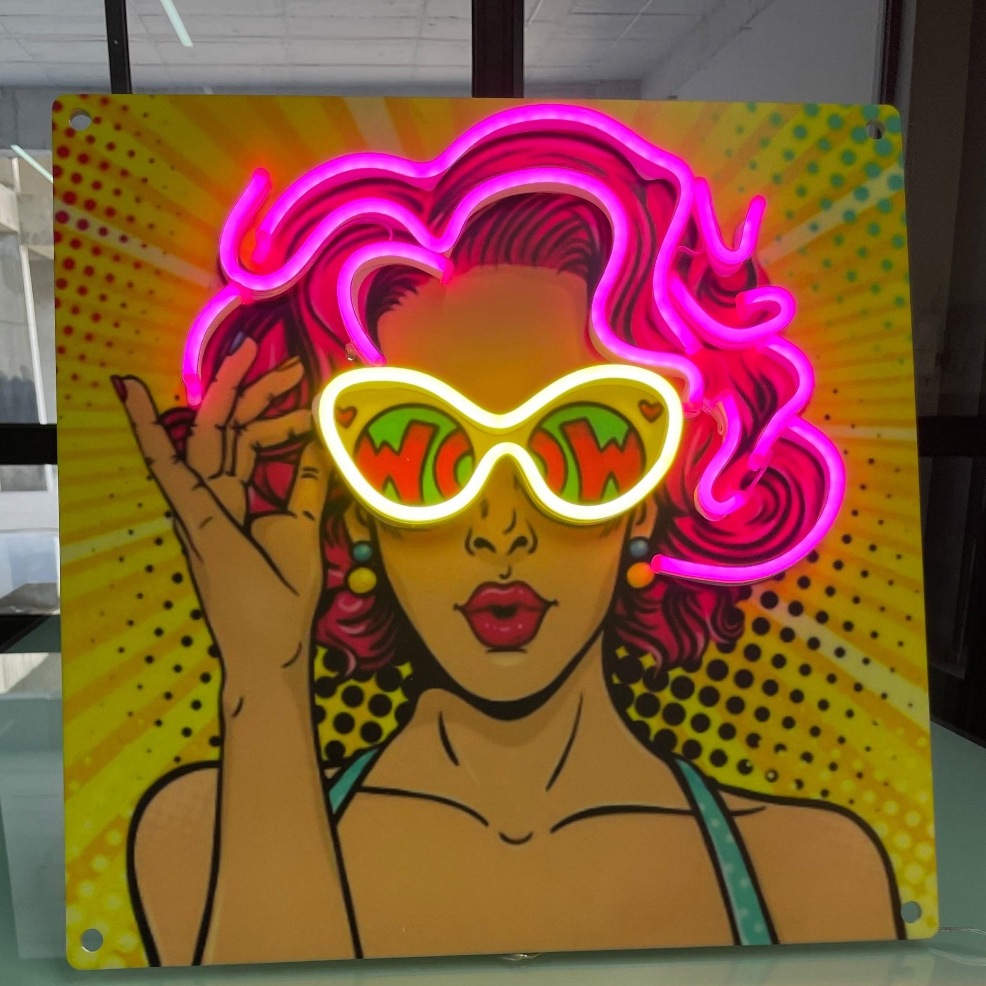POP ART WOW GIRL UV PRINTED NEON SIGN - Neonicks