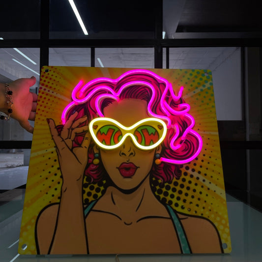 POP ART WOW GIRL UV PRINTED NEON SIGN - Neonicks
