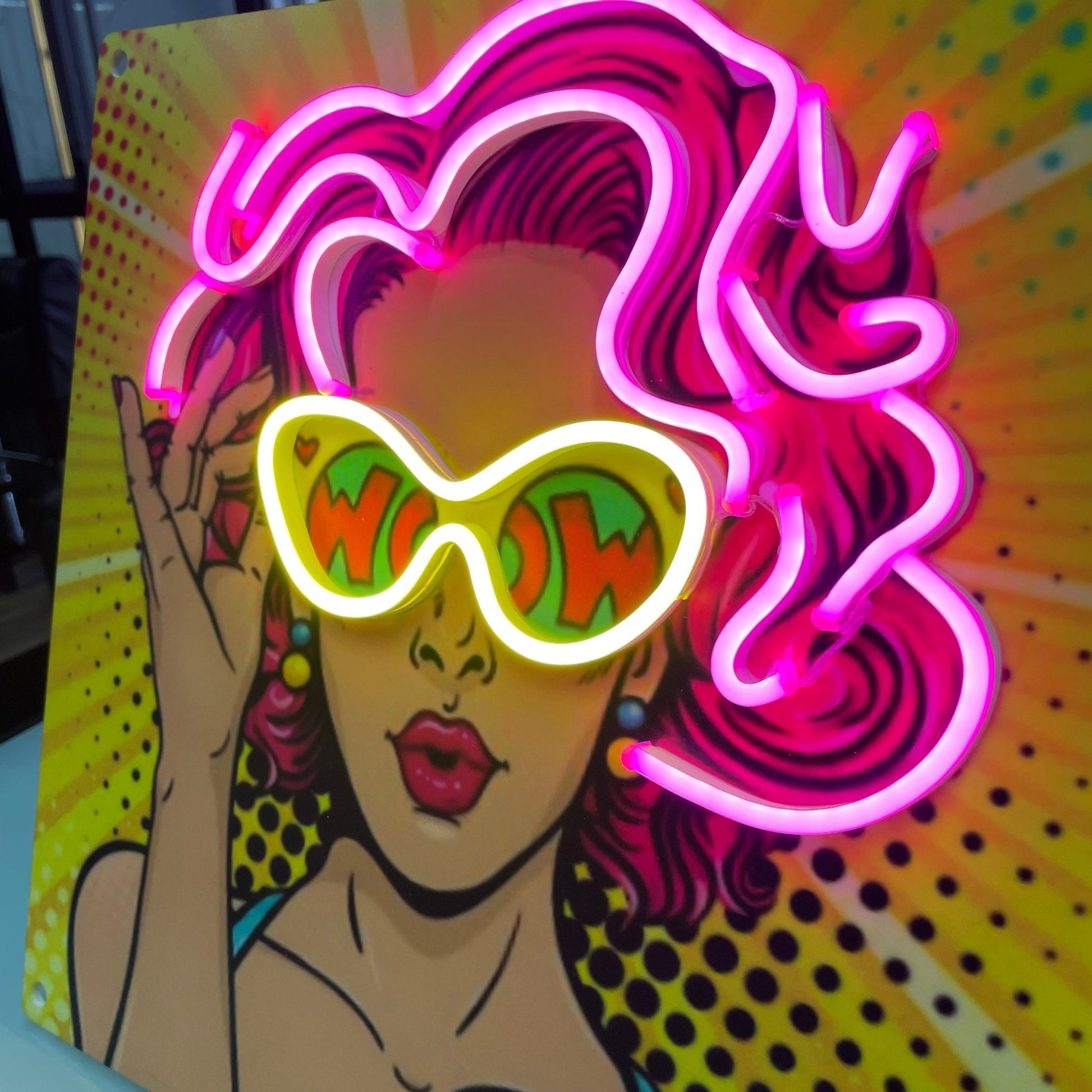 POP ART WOW GIRL UV PRINTED NEON SIGN - Neonicks