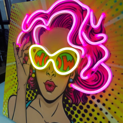 POP ART WOW GIRL UV PRINTED NEON SIGN - Neonicks