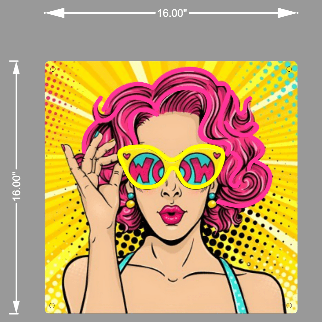 POP ART WOW GIRL UV PRINTED NEON SIGN - Neonicks