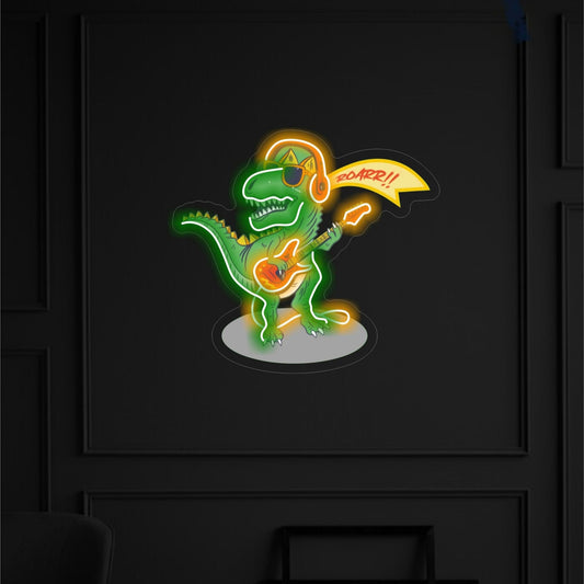 ROCKSTAR DINOSAUR UV NEON SIGN - Neonicks
